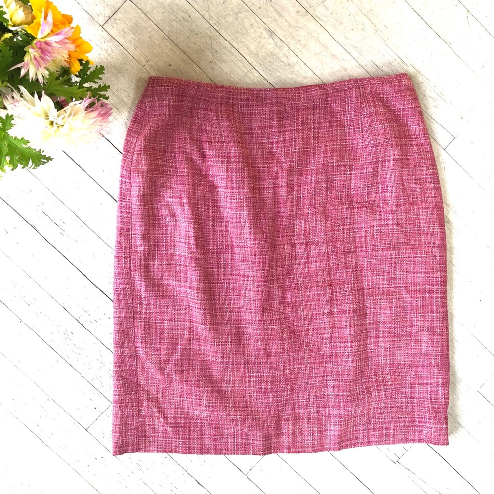 EUC ANN TAYLOR genuine silk pink tweed skirt